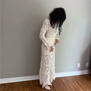 Maje Cream Crochet Lace Wedding Dress
